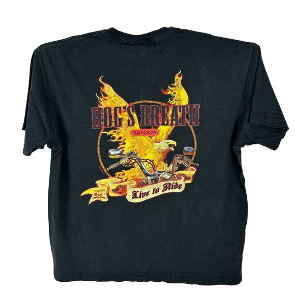 Hogs Breath Saloon Live To Ride Anvil T-Shirt XL Black 100% Cotton Graphic Tee - Picture 3 of 6
